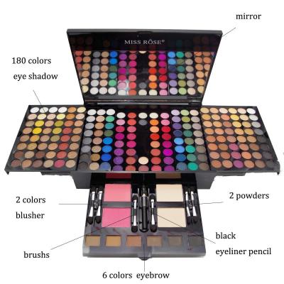 China Easy Colorful 180 Colors Eyeshadow Box Lasting Blush Eyeliner Powder Women Gift Makeup Sets for sale