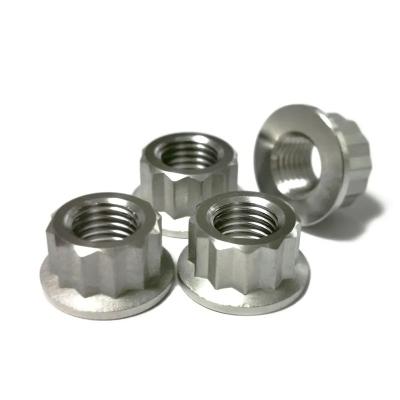 China Heavy Industry High Strength Gr5 Titanium Alloy 12 Point Hex Flange Nuts For Motorcycle for sale