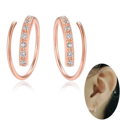 China Sterling Silver Cartilage Earrings S925 Circle Stud Earrings S925 Twist Wavy Wavy Huggie Earring For Women Men Platinum Plat Rose Gold CZ for sale