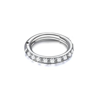 China Fashion Bling Hoop Earrings Circle Stainless Steel Eye-Catching 12mm Round Zircon 6mm 8mm 10mm Silver Women Fit Jewelry Wholesale for sale