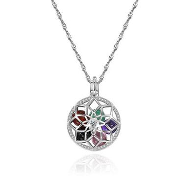 China Silver Lucky Flower Locket Cage Pendant Necklace 925 CLASSIC Cage Necklace For Loose Beads Crystal Rock Stones for sale