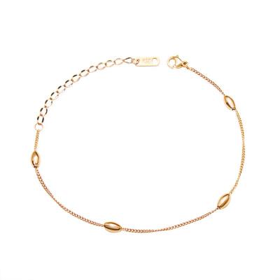 China NEW Rose Gold Titanium Steel Oval Pearl Anklet Bracelet Side Link Chain Anklet Bracelet Woman Foot Jewelry Sandal Wholesale Fashion Pearl Chain Anklet Titanium Steel Bracelets anklet chain for sale