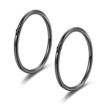 China 20g 18g 16g Nose Rings 6mm 8mm 10mm 12mm 14mm 16mm Septum Ring Clicker Cartilage Helix Hoop Black Hinged Casual/Sporty Earrings for sale