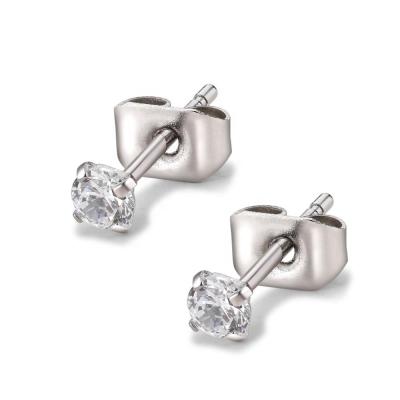 China CLASSIC Fashion Round CZ Stone Stainless Steel Zircon Diamond Ear Rings Studs Post Earring Studs Set 3mm-8mm for sale