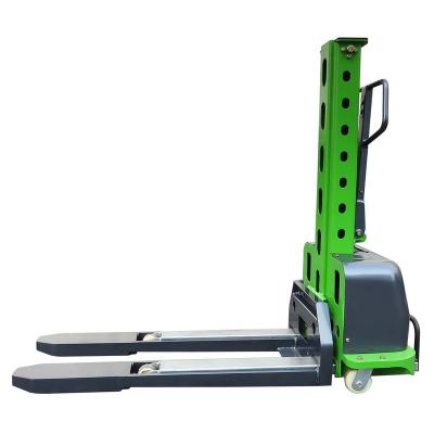 China Building Material Shops Equipment Semi Electric Handheld Self Lifting Pallet Stacker Lifter Lithium Battery Loading Stacker with 1000kg for sale