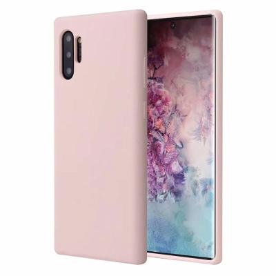 China Fashionable Silicone Liquid Gel Rubber Phone Case For Galaxy Note 10+ Pro Phone Cover With Microfiber Cloth Lining for sale