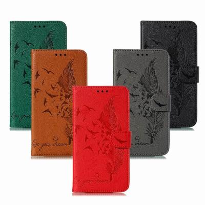 China Fashionable Wallet Leather Birds Feather Case For Xiaomi CC9E Accessories Mobile Phone Bag Shell for sale