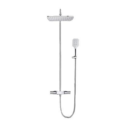 China High Quality Slide Bar Push Button Brass Shower Column Set With Rainfall Shower Head And Hand Shower for sale