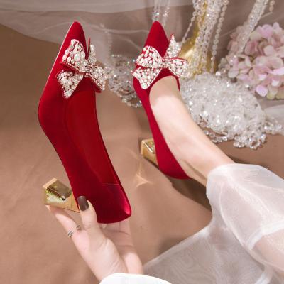 China Unique Unique/Bridal Deerskin Ladies Rubber Bridal High Heels Shoes Manufacturer Shoes 2022 Elegant Ladies Shoes for sale