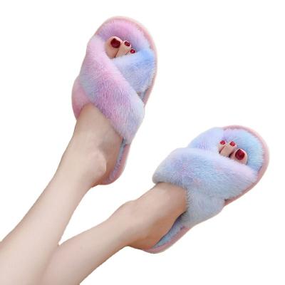 China Fashion Trend Designer Luxury Women's Fur Slippers Indoor Outdoor And Winter Women's Slippers for sale