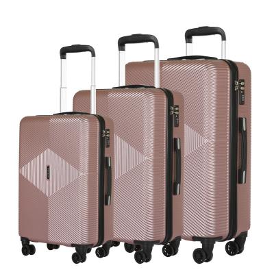 China Long-distance Travel Custom Unisex Hard Shell Travelling Luggage Trolley Bags Suitcase 3Pcs ABS Luggage Set for sale