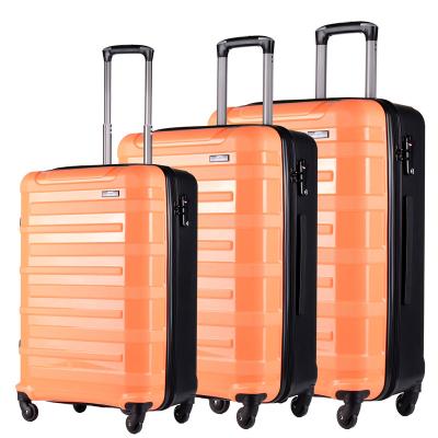 China Long-distance Travel 3-Level Iron Telescoping Handle PP Trolley Suitcases Travel Luggage Sets 3 Piece For Business Travel for sale