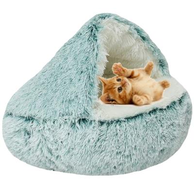 China Removable Warm Partially Enclosed Cat Bed Deep Sleep Cat Winter Nest Pet Blanket Plush Dog Nest Crystal Sleeping Bag for sale