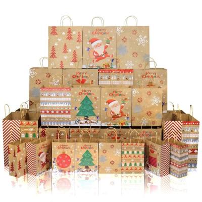 China Reusable Recycled Christmas Party Wrapping Paper Christmas Gift Wrapping Paper Bag with Handles for Christmas Party Favors Holiday Treat Box for sale