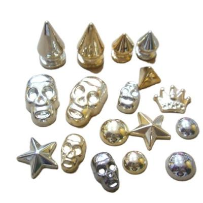 China Eco-Friendly Shoe Decorations Metal Shoe Charms Metal Cone Flat Cone Skull Mobile Phone Shell Sticker Diamond DIY Rivet Accessories for sale