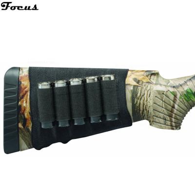 China Rifle Shot Gun Elastic Nylon Buttstock Shell Cartridge Holder for 12 GA and 20 GA Bandolier Belt 5 Shells for sale