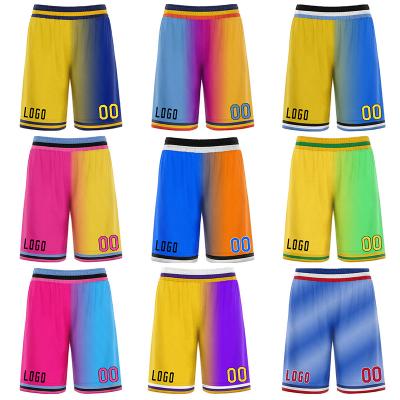 China Custom Multicolor Gradient Anti-Wrinkle Printing Basketball Shorts Or Dot Letter Hip-Hop Shorts Men's Multicolor Casual Running Sportwear Fitness Warm-up for sale