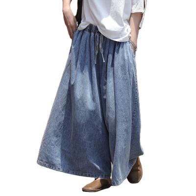 China 2021 high waist women pants Anti-wrinkle spring summer cotton jeans denim female leg pants retro vintage loose wide leg pants for sale