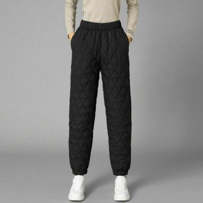 China Anti-Wrinkle Women Winter Warm Down Pants Cotton Padded Pants Elastic Waist Quilted Casual Pants for sale