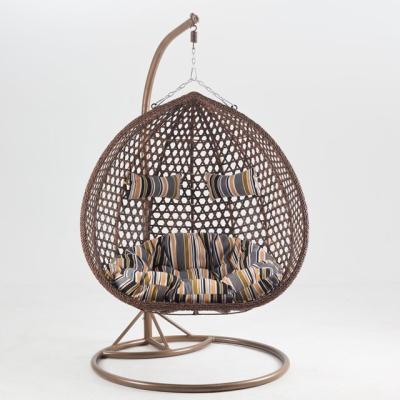 China 2019 Hot Sale Contemporary Outdoor Rattan Double Seat Wicker Egg Swing Hanging Chair for sale