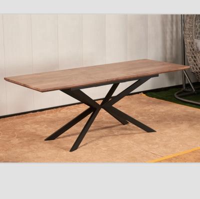 China Functional Home Dining Table Foldable Legs Furniture Steel Dinner Table Set MDF Veneer Extendable Dining Table And Chair Crossover for sale