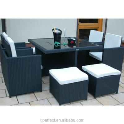 China Eco-freindly Prestige Leisure Ways Garden Modern Teak Resin Glass Wicker Rattan Outdoor Furniture With Square Chairs For Restaurants for sale