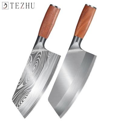 China Durable High Quality Sharp Satin Laser Stainless Steel Solid Wood Handles Kitchen Utensils Kitchen Knives for sale