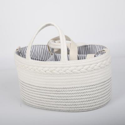 China Wholesale Water Resistant Diaper Cart Organizer Bag Cotton Rope Organizer Baby Diaper Storage Basket for sale