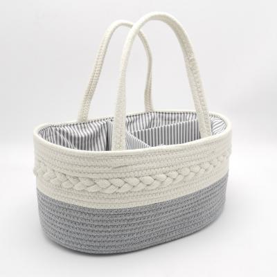 China Simple Detachable Multifunctional Baby Diaper Bag Cute OEM Package Mommy Bag For Outdoor Travel Cotton Rope Diaper Storage Basket for sale