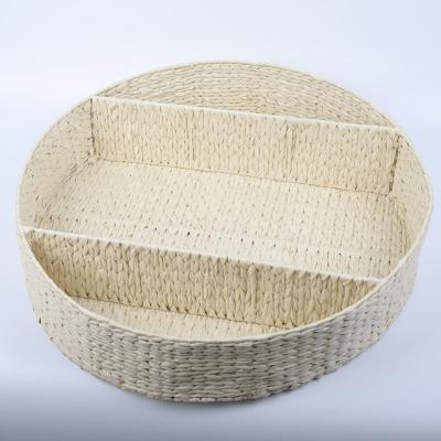 China Country Basket Braided Water Hyacinth Fruit Tray Basket for Serving, Woven Tray, Straw Tray Wholesale for sale