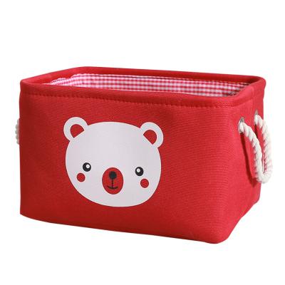 China Sustainable Red Cloth Toy Basket Foldable Clothes Sorting Storage Basket With Handle for sale