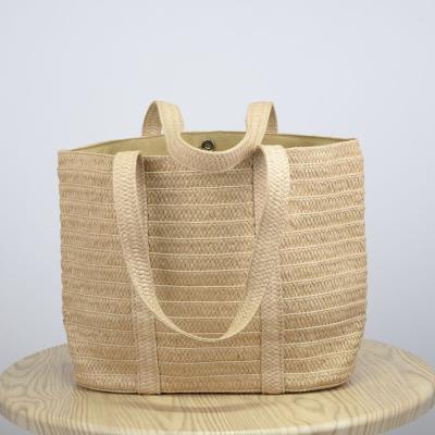 China New Fashoion Grass Woven Bag Leisure Shoulder Bag Handmade Single Rope Woven Paper Beach Bag For Women for sale