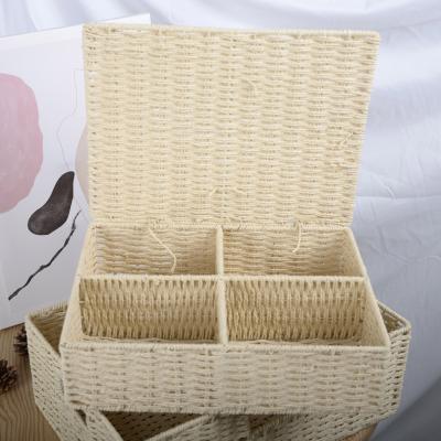 China Wholesale Paper Multifunctional Basket Toy Basket Living Room Rope Debris Storage Desktop Basket for sale