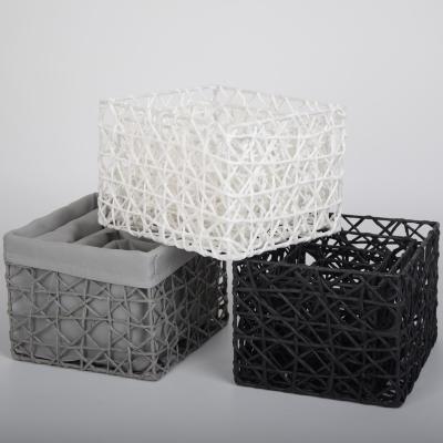 China KOREAN Set of 4 Paper Rope Woven Storage Baskets Organizer Bins Storage Small Universal Household Items for sale