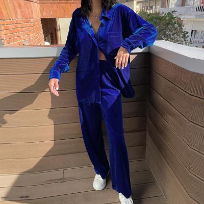 China Women Homewear Pajamas 2021 Autumn QUICK DRY New Sets Women Sleepwear Ladies Velvet Long Sleeve Pants Sets Two Piece Lounge Wear for sale