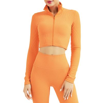 China Good Quality Sports Workout Long Sleeve Yoga Wear Zipper Running Tight Jogging Sportswear Women Breathable Gym Fitness Set for sale