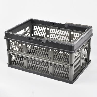 China Portable Collapsible Shopping Crate Folding Storage Box Plastic Basket for sale