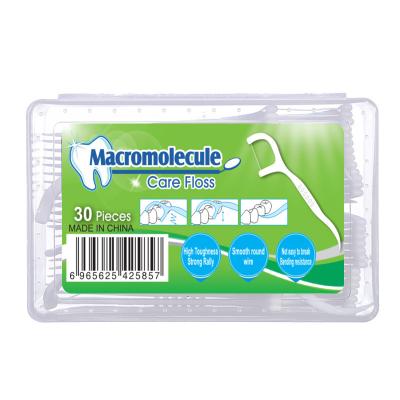 China 400D macromolecule polyethylene fiber 30 pcs tooth care dental floss box wholesale price disposable oral cleaning floss box 50 and 30 for sale