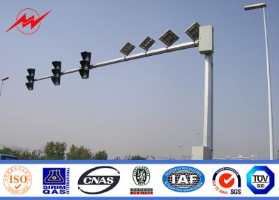 China Single Arm 6M Traffic Light Pole Octagonal Shape With Hot Dip Galvanization 11M Cross Arm for sale