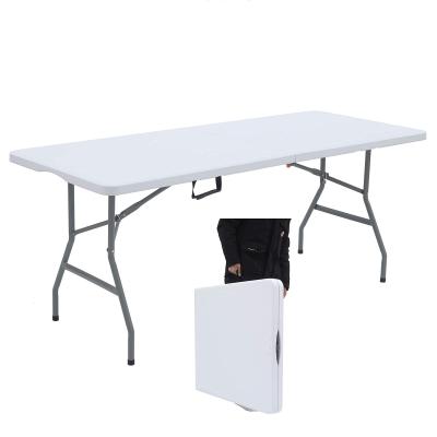 China 4ft Outdoor Folding Picnic Table Rectangle Plastic Tables Portable Easy Carry Furniture Plastic Folding Tables for sale