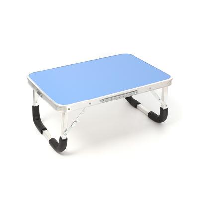 China Lightweight customizable logo steel frame folding aluminum small table the bed laptop table small desk foldable coffee desk for sale