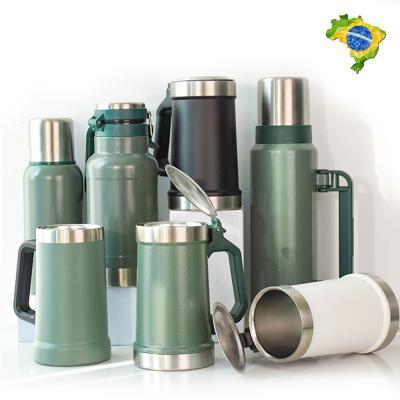 China New 2022 Update Viable Gift Original Stainless Steel Wall Vacuum Flask Bottle Stay Cold Beer Camping Mug 16oz With Handle Lid for sale