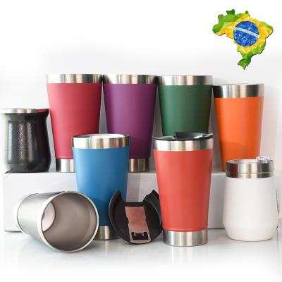 China Wholesale Viable Classic Cold Stainless Steel Wine Cups 16oz Double Stay Wall Tumbler Vacuum Insulated Beer Mug With Bottle Opener for sale