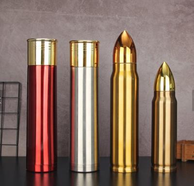 China New Arrival 750ml PORTABLE Stainless Steel Vacuum Insulated Gun Thermos Polish Copper Shell Bullet Shape Tumbler Shot for sale