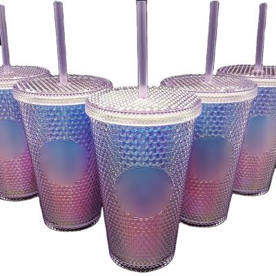 China Disposable Eco Friendly 16OZ Mini Size Studded Tumbler Double Wall With Lid Straw for sale