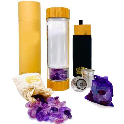 China Viable Healing Crystal Elixir Water Bottle with Tea and Fruit Infusers for sale