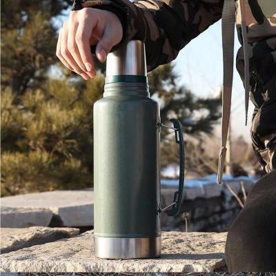 China Custom PORTABLE DOUBLE WALL LOGO stainless steel thermos flask South America factory sale portable vacuum flask with handle for sale