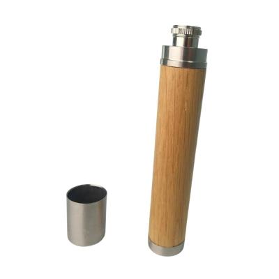 China Minimalist 3 oz Reusable Wooden Drinking Instrument Natural Style Hip Flask for sale