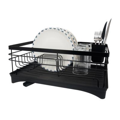 China New Sustainable PP Plastic Dish Drying Rack Stainless Steel Kitchen Storage Rack for sale