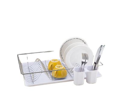 China Sustainable Hot Sale Chrome Kitchen Dish Racks Metal Dish Drying Rack With PP Drip Stray (AWK121) for sale